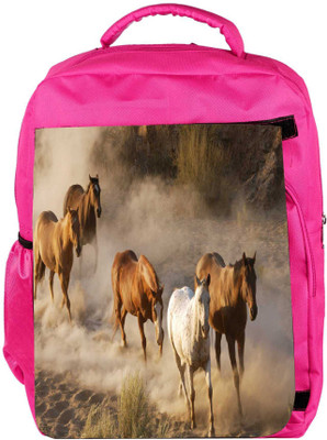 

Snoogg Eco Friendly Canvas Running Horses Designer Backpack Rucksack School Travel Unisex Casual Canvas Bag Bookbag Satchel 5 L Backpack(Pink)