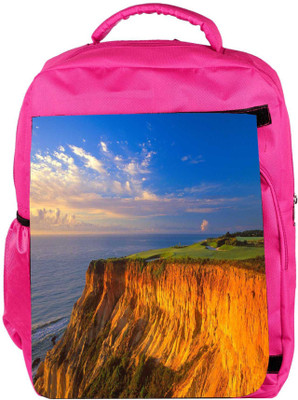 

Snoogg Eco Friendly Canvas Sky View From The Mountain Designer Backpack Rucksack School Travel Unisex Casual Canvas Bag Bookbag Satchel 5 L Backpack(Pink)