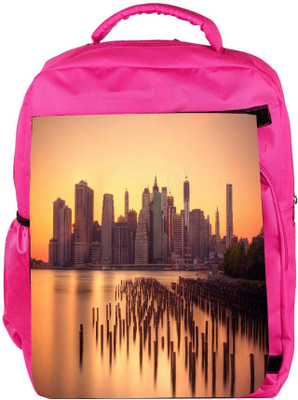 

Snoogg Eco Friendly Canvas New York Docks Designer Backpack Rucksack School Travel Unisex Casual Canvas Bag Bookbag Satchel 5 L Backpack(Pink)