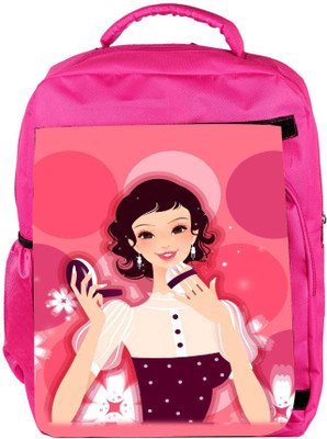 

Snoogg Eco Friendly Canvas Woman Putting On Her Make Up 2845 Backpack Rucksack School Travel Unisex Casual Canvas Bag Bookbag Satchel 5 L Backpack(Pink)