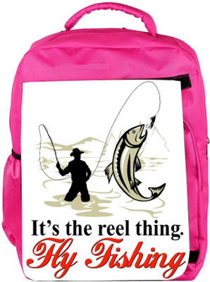 

Snoogg Eco Friendly Canvas Fly Fisherman Catching Trout With Fly Reel Backpack Rucksack School Travel Unisex Casual Canvas Bag Bookbag Satchel 5 L Backpack(Pink)