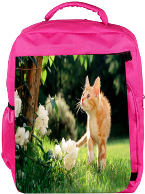 

Snoogg Eco Friendly Canvas Cuite Cat Designer Backpack Rucksack School Travel Unisex Casual Canvas Bag Bookbag Satchel 5 L Backpack(Pink)