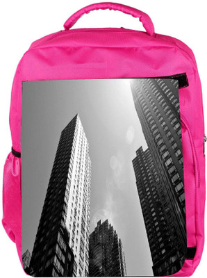 

Snoogg Eco Friendly Canvas Building Heights Designer Backpack Rucksack School Travel Unisex Casual Canvas Bag Bookbag Satchel 5 L Backpack(Pink)