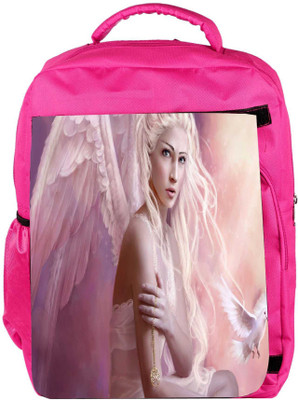 

Snoogg Eco Friendly Canvas Fantasy Girl Angel Designer Backpack Rucksack School Travel Unisex Casual Canvas Bag Bookbag Satchel 5 L Backpack(Pink)