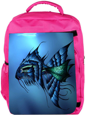 

Snoogg Eco Friendly Canvas Dark Blue Fish Designer Backpack Rucksack School Travel Unisex Casual Canvas Bag Bookbag Satchel 5 L Backpack(Pink)