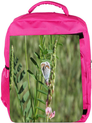 

Snoogg Eco Friendly Canvas White Butterfly Designer Backpack Rucksack School Travel Unisex Casual Canvas Bag Bookbag Satchel 5 L Backpack(Pink)