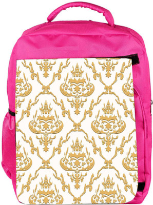 

Snoogg Eco Friendly Canvas Golden Pattern Designer Backpack Rucksack School Travel Unisex Casual Canvas Bag Bookbag Satchel 5 L Backpack(Pink)