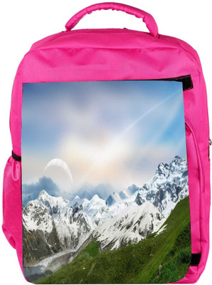 

Snoogg Eco Friendly Canvas Snow Mountain Designer Backpack Rucksack School Travel Unisex Casual Canvas Bag Bookbag Satchel 5 L Backpack(Pink)