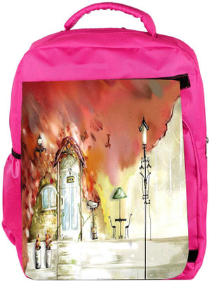 

Snoogg Eco Friendly Canvas Open Door Designer Backpack Rucksack School Travel Unisex Casual Canvas Bag Bookbag Satchel 5 L Backpack(Pink)