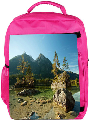 

Snoogg Eco Friendly Canvas Pond With Rocks Designer Backpack Rucksack School Travel Unisex Casual Canvas Bag Bookbag Satchel 5 L Backpack(Pink)