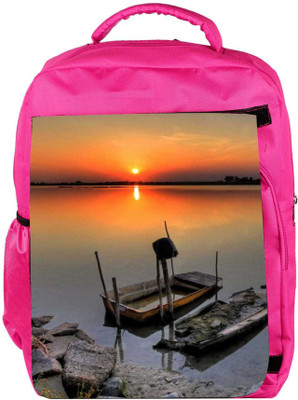

Snoogg Eco Friendly Canvas Ship Sunset Backpack Rucksack School Travel Unisex Casual Canvas Bag Bookbag Satchel 5 L Backpack(Pink)