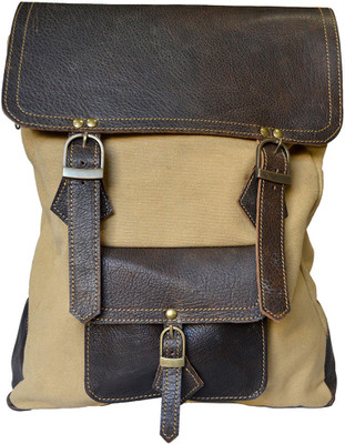 

The Artists Creation Exclusive Canvas Genuine Leather Retro Unisex Backpack Hiking Travel College School Bag 11 L Backpack(Brown)