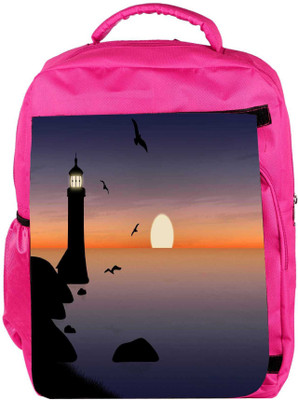 

Snoogg Eco Friendly Canvas Light House Designer Backpack Rucksack School Travel Unisex Casual Canvas Bag Bookbag Satchel 5 L Backpack(Pink)