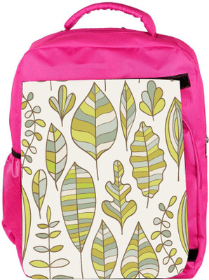

Snoogg Eco Friendly Canvas Multicolor Leaves Designer Backpack Rucksack School Travel Unisex Casual Canvas Bag Bookbag Satchel 5 L Backpack(Pink)