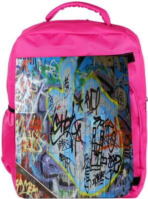 

Snoogg Eco Friendly Canvas Colorful Graffiti Street Paint Designer Backpack Rucksack School Travel Unisex Casual Canvas Bag Bookbag Satchel 5 L Backpack(Pink)