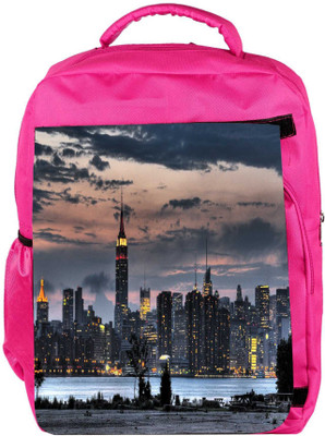 

Snoogg Eco Friendly Canvas Empire State Designer Backpack Rucksack School Travel Unisex Casual Canvas Bag Bookbag Satchel 5 L Backpack(Pink)