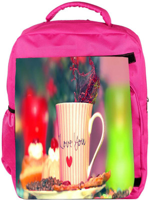 

Snoogg Eco Friendly Canvas Love You Mug Designer Backpack Rucksack School Travel Unisex Casual Canvas Bag Bookbag Satchel 5 L Backpack(Pink)