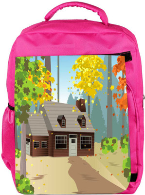 

Snoogg Eco Friendly Canvas Autumn Home Backpack Rucksack School Travel Unisex Casual Canvas Bag Bookbag Satchel 5 L Backpack(Pink)