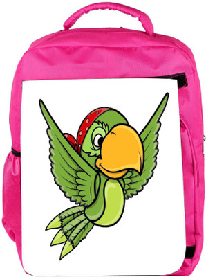 

Snoogg Eco Friendly Canvas Flying Parrot Vector Cartoon Illustration Backpack Rucksack School Travel Unisex Casual Canvas Bag Bookbag Satchel 5 L Backpack(Pink)