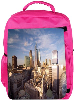 

Snoogg Eco Friendly Canvas Big Buildings Designer Backpack Rucksack School Travel Unisex Casual Canvas Bag Bookbag Satchel 5 L Backpack(Pink)