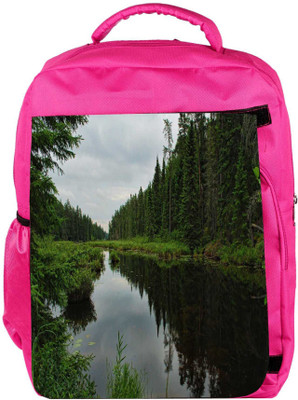 

Snoogg Eco Friendly Canvas Lake Side Trees Designer Backpack Rucksack School Travel Unisex Casual Canvas Bag Bookbag Satchel 5 L Backpack(Pink)