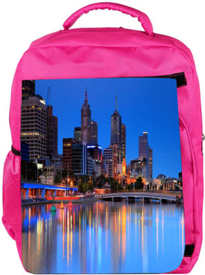 

Snoogg Eco Friendly Canvas Colorful City At Night Designer Backpack Rucksack School Travel Unisex Casual Canvas Bag Bookbag Satchel 5 L Backpack(Pink)