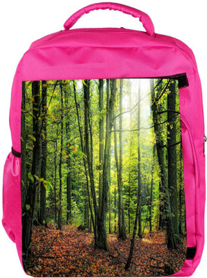 

Snoogg Eco Friendly Canvas Green Forest Designer Backpack Rucksack School Travel Unisex Casual Canvas Bag Bookbag Satchel 5 L Backpack(Pink)