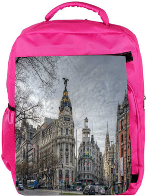 

Snoogg Eco Friendly Canvas Angel Building Designer Backpack Rucksack School Travel Unisex Casual Canvas Bag Bookbag Satchel 5 L Backpack(Pink)