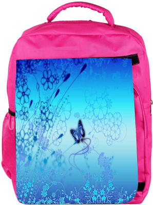 

Snoogg Eco Friendly Canvas Blue Buttefly And Flowers 2593 Backpack Rucksack School Travel Unisex Casual Canvas Bag Bookbag Satchel 5 L Backpack(Pink)