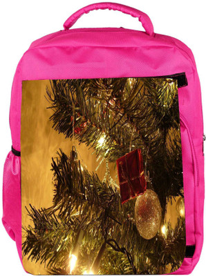 

Snoogg Eco Friendly Canvas Christmas Trees Lanterns Designer Backpack Rucksack School Travel Unisex Casual Canvas Bag Bookbag Satchel 5 L Backpack(Pink)