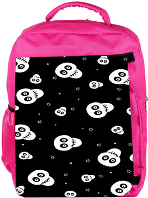 Snoogg Eco Friendly Canvas Skull Pattern 2437 Backpack Rucksack School Travel Unisex Casual Canvas Bag Bookbag Satchel 5 L Backpack(Pink)