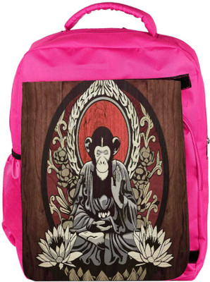

Snoogg Eco Friendly Canvas Meditating Monkey 2656 Backpack Rucksack School Travel Unisex Casual Canvas Bag Bookbag Satchel 5 L Backpack(Pink)