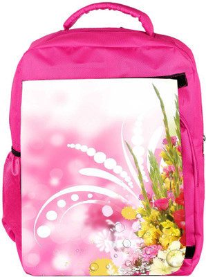 

Snoogg Eco Friendly Canvas Floral Corner Border With Blurred Background Backpack Rucksack School Travel Unisex Casual Canvas Bag Bookbag Satchel 5 L Backpack(Pink)