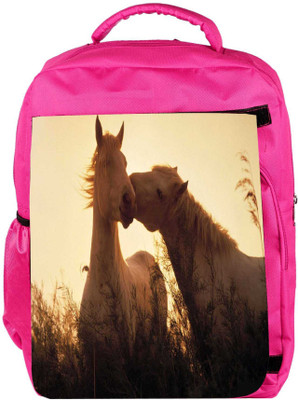 

Snoogg Eco Friendly Canvas White Horses Designer Backpack Rucksack School Travel Unisex Casual Canvas Bag Bookbag Satchel 5 L Backpack(Pink)