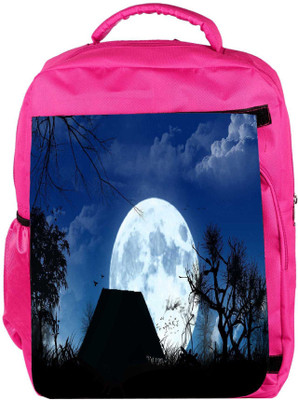 

Snoogg Eco Friendly Canvas White Moon Designer Backpack Rucksack School Travel Unisex Casual Canvas Bag Bookbag Satchel 5 L Backpack(Pink)