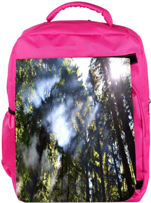 

Snoogg Eco Friendly Canvas Smoked Forest Designer Backpack Rucksack School Travel Unisex Casual Canvas Bag Bookbag Satchel 5 L Backpack(Pink)
