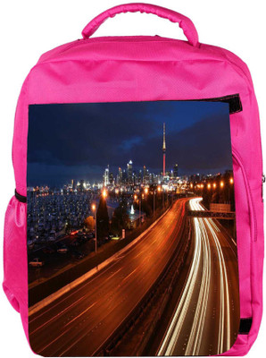 

Snoogg Eco Friendly Canvas Night Roads Designer Backpack Rucksack School Travel Unisex Casual Canvas Bag Bookbag Satchel 5 L Backpack(Pink)
