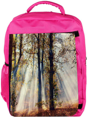 

Snoogg Eco Friendly Canvas White Smoked Forest Designer Backpack Rucksack School Travel Unisex Casual Canvas Bag Bookbag Satchel 5 L Backpack(Pink)