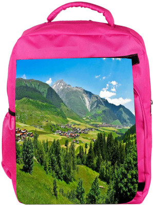 

Snoogg Eco Friendly Canvas Green Trees Designer Backpack Rucksack School Travel Unisex Casual Canvas Bag Bookbag Satchel 5 L Backpack(Pink)