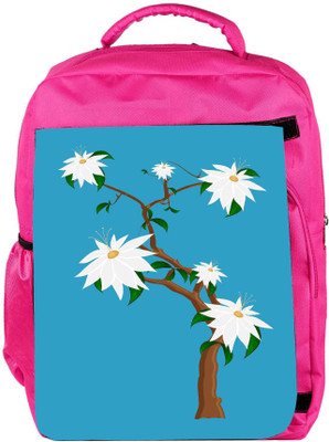 

Snoogg Eco Friendly Canvas White Flowers Plant Backpack Rucksack School Travel Unisex Casual Canvas Bag Bookbag Satchel 5 L Backpack(Pink)