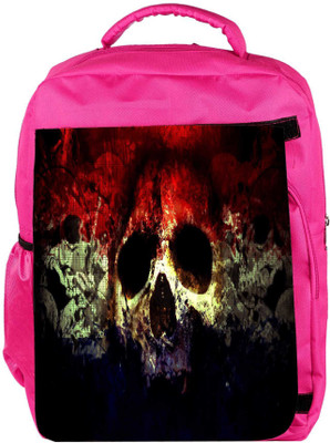 

Snoogg Eco Friendly Canvas Three Skull Designer Backpack Rucksack School Travel Unisex Casual Canvas Bag Bookbag Satchel 5 L Backpack(Pink)