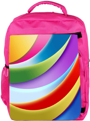 

Snoogg Eco Friendly Canvas Colorful Strips Designer Backpack Rucksack School Travel Unisex Casual Canvas Bag Bookbag Satchel 5 L Backpack(Pink)