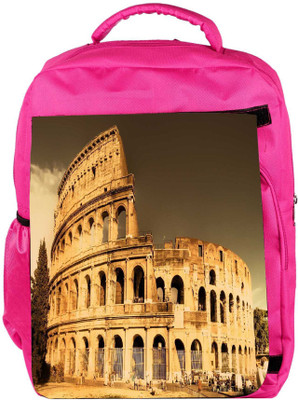 

Snoogg Eco Friendly Canvas Abstract Building Designer Backpack Rucksack School Travel Unisex Casual Canvas Bag Bookbag Satchel 5 L Backpack(Pink)