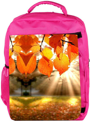 

Snoogg Eco Friendly Canvas Autumn Leaves Backpack Rucksack School Travel Unisex Casual Canvas Bag Bookbag Satchel 5 L Backpack(Pink)