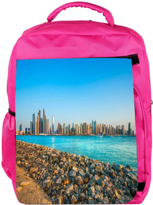 

Snoogg Eco Friendly Canvas Buildings And Green Water Designer Backpack Rucksack School Travel Unisex Casual Canvas Bag Bookbag Satchel 5 L Backpack(Pink)