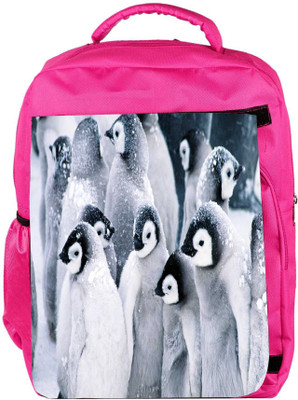 

Snoogg Eco Friendly Canvas Animal Penguin Designer Backpack Rucksack School Travel Unisex Casual Canvas Bag Bookbag Satchel 5 L Backpack(Pink)
