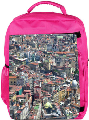 

Snoogg Eco Friendly Canvas Abstract Buildings Designer Backpack Rucksack School Travel Unisex Casual Canvas Bag Bookbag Satchel 5 L Backpack(Pink)