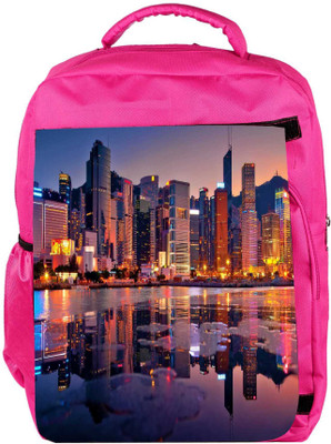 

Snoogg Eco Friendly Canvas Abstract Buildings Designer Backpack Rucksack School Travel Unisex Casual Canvas Bag Bookbag Satchel 5 L Backpack(Pink)