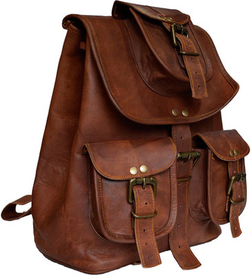 

The Artists Creation Cool Unisex Vintage Handcrafted Genuine Leather Hiking Rucksack Brown Bag 11 L Backpack(Brown)