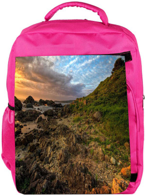 

Snoogg Eco Friendly Canvas Brown Rocks Designer Backpack Rucksack School Travel Unisex Casual Canvas Bag Bookbag Satchel 5 L Backpack(Pink)